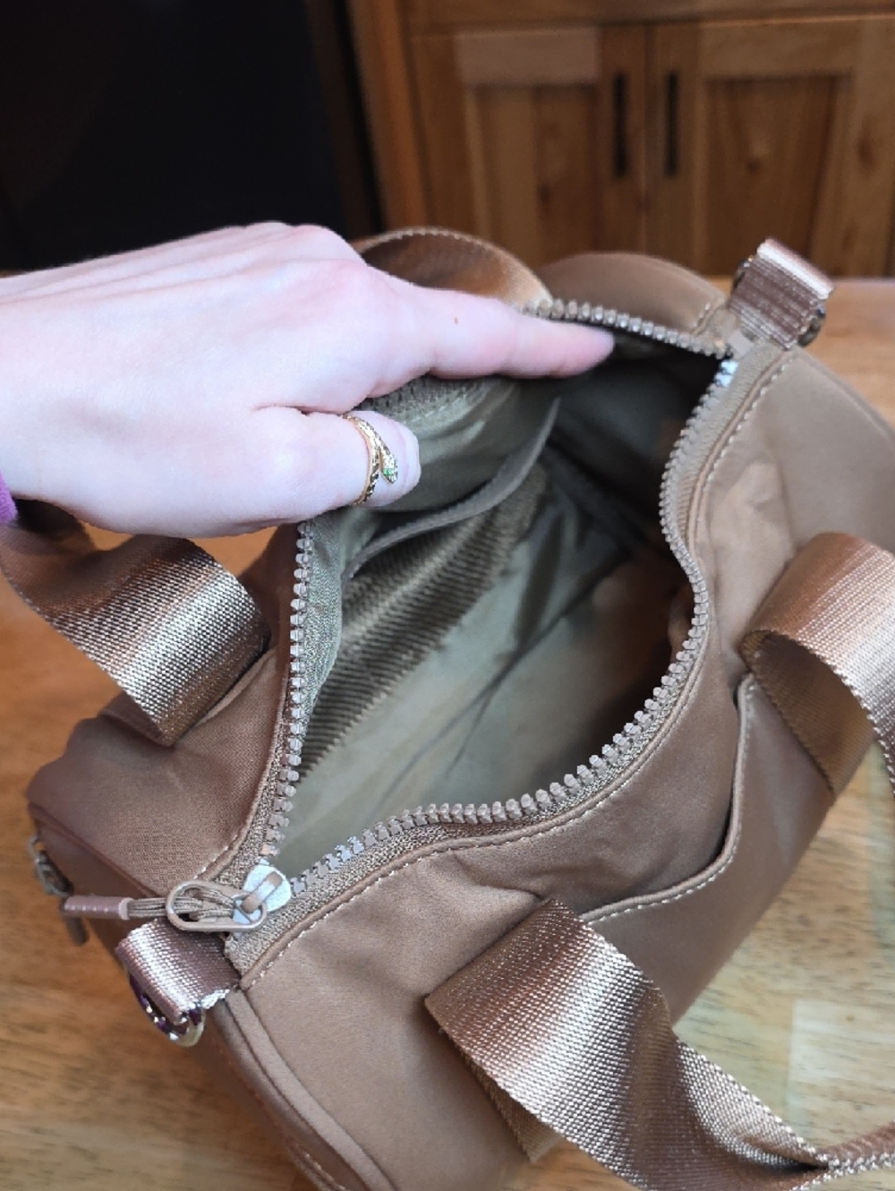 Iris & Rainbow Metallic Bronze Women's Crossbody Duffel Bag - Picture 6 of 10